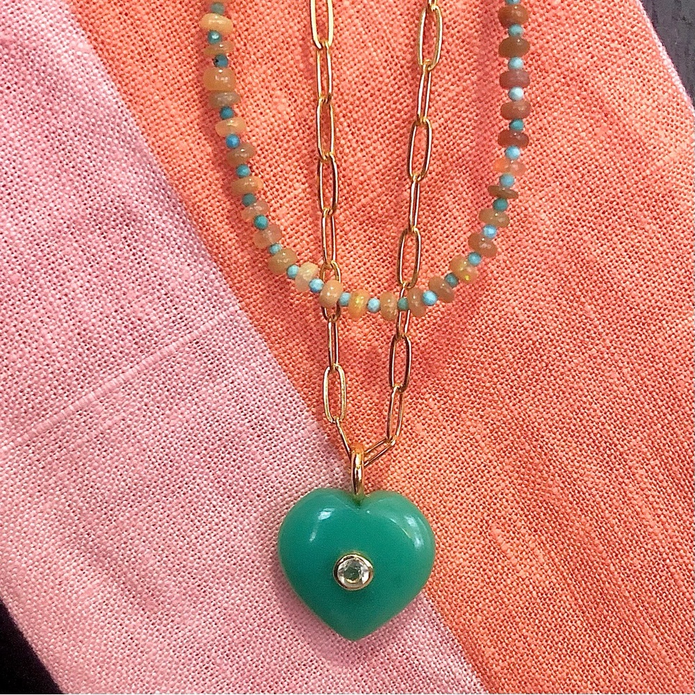 Lizzie Fortunato Layered Lamai Heart Necklace